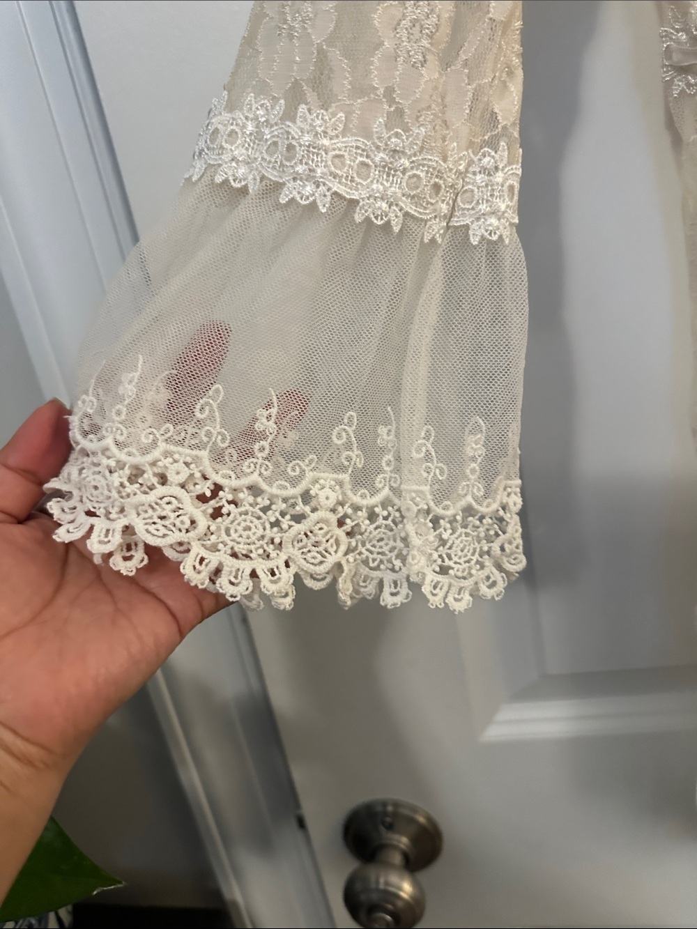 Sheer Lace Kimono Robe in Cream vintage 1 bottom loose - Picture 6 of 16